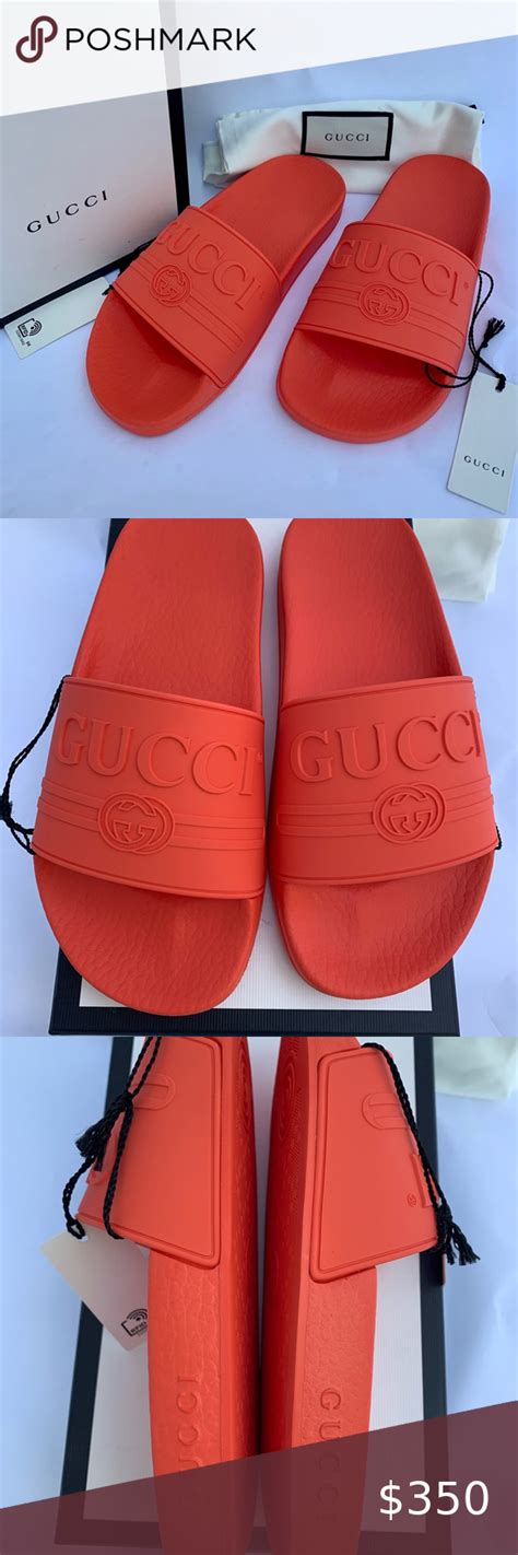 orange gucci rubber slides|Gucci slides fluffy.